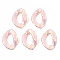 Розовый Окрашен акриловые соединительные кольца, прорезиненный стиль, разъемы для быстрой связи, для изготовления бордюрных цепей, твист, туманная роза, 24x17x5 мм, внутренний диаметр: 13x6.5 мм, Около 720 шт / 500 г