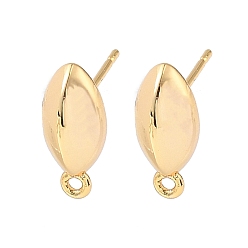 Настоящее золото 18K Изделия из латуни, овальные, без никеля , с петлей, реальный 18 k позолоченный, 13.5x6 мм, отверстие : 1.2 мм, штифты : 0.7x11.5 мм