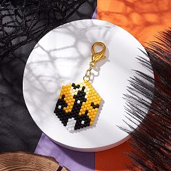 Дом 5 шт. подвесные украшения из стеклянных бусин на Хэллоуин, шестиугольник, с цинковым сплавом застежками омаров коготь, дом, 54 мм