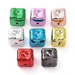 Random Color UV Plating Acrylic Beads, Cube, Mixed Color, 13.5x13.5x14mm, Hole: 1.8mm