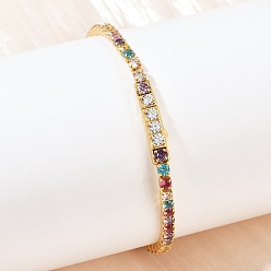 Настоящее золото 18K 925 теннисные браслеты из стерлингового серебра с микропаве из кубических цирконий для женщин, квадратный, реальный 18 k позолоченный, шириной 3 мм , 7-1/8 дюйм (18.2 см)