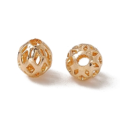 Настоящее золото 18K Латунные бусины, долговечный, полый, круглые, реальный 18 k позолоченный, 6x6 мм, отверстие : 1.6 мм