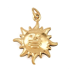 Солнце 304 подвески из нержавеющей стали, ионное покрытие (ip), реальный 18 k позолоченный, с целью перехода в кольце, солнце, 20x17x5.5 мм, отверстие : 3 мм