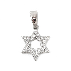 Платина Латунные микро проложить кубического циркония подвески, звезды прелести, стойки покрытие, долговечный, без кадмия и без свинца, платина, 13x10x1.5 мм, отверстие : 5.5x3 мм