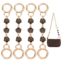 Золотой Удлинители ремешка для сумки с цветочным звеном из сплава эмали, Сплав с застежкой, роза, золотые, 13 см, 4 шт / коробка