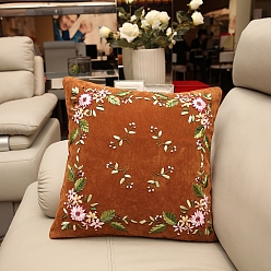 Перу Наборы для вышивания подушек с цветочным узором своими руками, включая наволочку, нитки и игла для вышивания, Перу, 450x450 мм