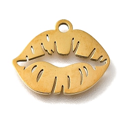 Золотой 201 подвески из нержавеющей стали, губы прелести, золотые, 11.5x14.5x1 мм, отверстие : 1.5 мм