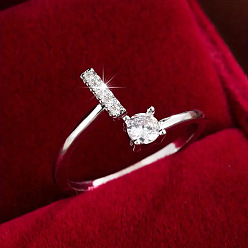 Letter I Кольца-манжеты из латуни и кубического циркония, буквы, платина, Буква "i", внутренний диаметр: 17 мм