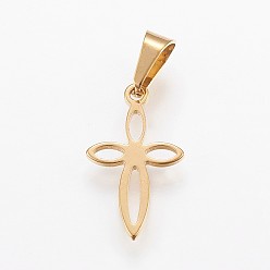 Золотой 304 подвески из нержавеющей стали, крестик, золотые, 17x10x1 мм, отверстие : 6x3.5 мм