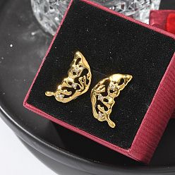 Настоящее золото 18K 304 серьги из нержавеющей стали горный хрусталь, слева и справа, реальный 18 k позолоченный, 21x13.5 мм