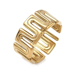 Plaqué 18K Or Véritable 304 bagues ouvertes en acier inoxydable pour femmes, vague, réel 18 k plaqué or, 10mm, diamètre intérieur: 18 mm
