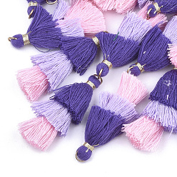 Разноцветный Кулон с кисточкой из поликоттона (полиэстер), с железной фурнитурой, золотые, красочный, 39~40x19~26x6~7 мм, отверстие : 4 мм