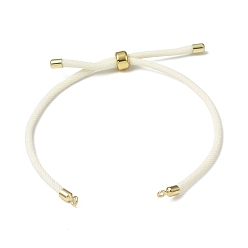 Snow 3MM Adjustable Round Nylon Braided Cord Bracelet Making, with Golden Brass Findings, Fit for Connector Charms, Snow, 8.66 inch(22cm), Hole: 1.5mm