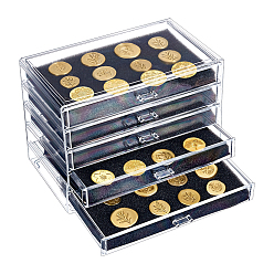 Clear 5-Tier Plastic Drawer-Style Storage Boxes, Badge Storage Showcase Display Cases with Black Sponge Inside, Rectangle, Clear, 23.5x13.5x17cm