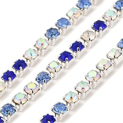 Свет Сапфира Цепочка из стразов и железа, с катушкой, света сапфир, 2x2x2 мм, Около 10 ярдов / рулон