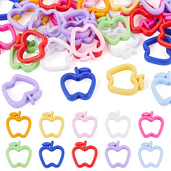 Mixed Color 40Pcs Opaque Acrylic Beads, Apple, Mixed Color, 29x27x6mm, Hole: 3mm