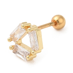 Golden Messing micro pave klar zirkonia ohrstecker, Knorpelohrringe, mit 316 Edelstahlstift und Ohrmutter, Dreieck, golden, 7x7.5 mm
