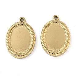 Настоящее золото 18K 304 Настройки кабошон из нержавеющей стали кулон, овальные, ионное покрытие (ip), реальный 18 k позолоченный, лоток : 10x14.5 мм, 21x14.5x2 мм, отверстие : 1.4 мм