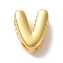 Letter V Стойки обшивки латунные подвески, письмо амулеты, без кадмия и без свинца, долговечная тарелка, реальный 18 k позолоченный, Буква V, 7x6x4 мм, отверстие : 3 мм