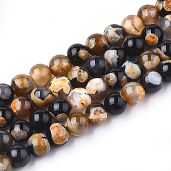 Разноцветный Природные пожары треск агат бисер нитей, окрашенные, круглые, красочный, 8 мм, отверстие : 1 мм, около 46~48 шт / нитка, 14.56 дюйм ~ 15.15 дюйм