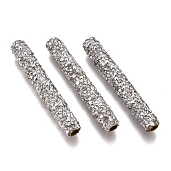 Кристалл Полимерная глина бисера горный хрусталь трубки, с латунной фурнитурой , кристалл, 35~35.5x5~5.5 мм, отверстие : 2.5 мм