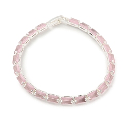 Серебро Браслет-цепочка из латуни с прямоугольным звеном, Теннисные браслеты Misty Rose с кубическим цирконием, долговечный, без кадмия и без свинца, серебряные, 7-5/8 дюйм (19.3 см)