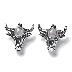 Розовый Кварц Натуральный розовый кварц кулон, с латунной фурнитурой , без свинца и без кадмия, крупный рогатый скот, 27.5x30.5x15.5 мм, отверстие : 5.5x4.5 мм