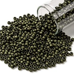 (617) Matte Color Dark Olive TOHO Round Seed Beads, Japanese Seed Beads, (617) Matte Color Dark Olive, 8/0, 3mm, Hole: 1mm, about 222pcs/bottle, 10g/bottle