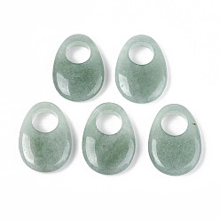 Зеленый Авантюрин Подвески из натурального зеленого авантюрина с большими отверстиями, яичные прелести, 35~36.5x24.5~25.5x7~8 мм, отверстие : 12~12.5 мм