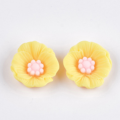 Yellow Resin Cabochons, Flower, Yellow, 23x22x7mm