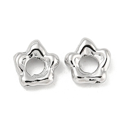 Plaqué Platine Véritable Perles en laiton, sans cadmium et sans nickel et sans plomb, fleur, Platine plaqué, 9x8.5x3mm, Trou: 3.5mm