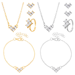 (52) Непрозрачная лаванда 2 комплект из ожерелий, серег-гвоздиков, колец и браслетов из сплава со стразами в форме цветного сердца для женщин, разноцветные, 465 мм