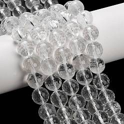 Хрусталь Природных кристаллов кварца бисер нитей, горного хрусталя, граненые, круглые, 12 мм, отверстие : 1.2 мм, около 32~33 шт / нитка, 14.76~15.16'' (37.5~38.5 см)