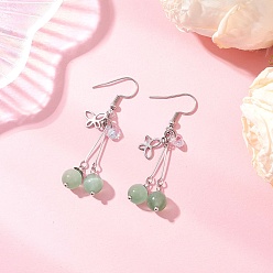 Платина Кошачий глаз свисает с серьгами, круглые, с 304 нержавеющей стали, платина, 54 мм