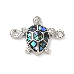 Платина Подвески-соединители в виде черепахи из латуни с эмалью, с естественной оболочке, долговечный, стойки покрытие, чёрные, платина, 12x15.5x3 мм, отверстие : 1.1 мм