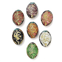 (52) Непрозрачная лаванда Бусины ручной работы перегородчатой, овальная с рисунком, разноцветные, 25x18.5~19x10.5~11.5 мм, отверстие : 1.5~1.8 мм