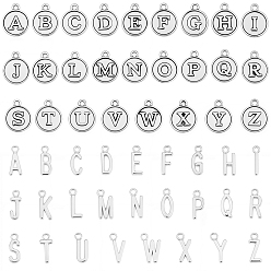 Античное Серебро 4сумки 2 стили в тибетском стиле из цинкового сплава 26 подвески с буквами, античное серебро, 16~20.5x7~17.5x1.8~2 мм, отверстие : 1.6~2 мм, 2 сумки / стиль