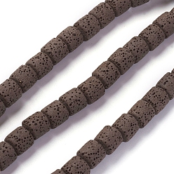 Кокосово-Коричневый Бусы из натуральной лавы, окрашенные, колонка, кокосового коричневый, 8~8.5x8~8.5 мм, отверстие : 2 мм, около 46 шт / нитка, 15.35 дюйм (39 см)