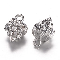 Платинированный Долговечные латунные чары, лотос, без кадмия, без никеля и без свинца, Реальная платина, 11.5x8 мм, отверстие : 1.5 мм