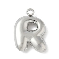 Letter R 304 начальные подвески из нержавеющей стали, цвет нержавеющей стали, Буква R, 16~18x6~18x3 мм, отверстие : 1.8 мм