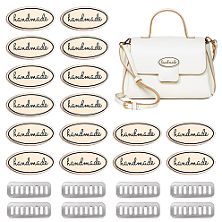 Golden 16Pcs Iron Decorative Buckles, Oval with Word Handmade, Golden, 20x40x15mm