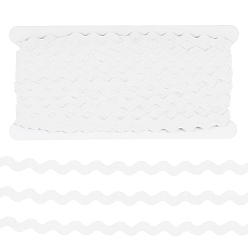 White 12M Wave Bending Fringe Trim, Sewing Ribbon, for Cloth Dress DIY Making Decorate, with 1Pc Display Card, White, 1/4 inch~3/8 inch(5~8.5mm)