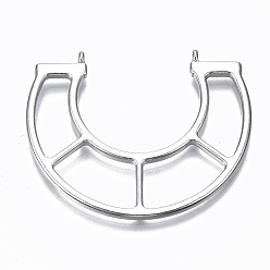 Platinum Hollow Alloy Pendant Links, Lead Free & Cadmium Free, U Shape, Platinum, 36.5x44x2mm, Hole: 1.2mm, about 226pcs/1000g