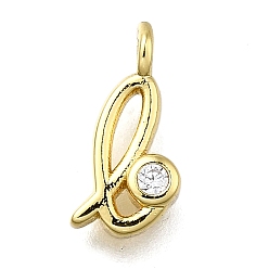 Letter L Латунные микро проложить кубического циркония подвески, письмо амулеты, стойки покрытие, долговечный, без кадмия и без свинца, Письмо L, 12.5x6.5x2 мм, отверстие : 1.6 мм