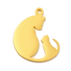 Golden 201 Edelstahl Anhänger, Katze Reize, golden, 20.5x16.5x1 mm, Bohrung: 1.5 mm