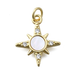 Настоящее золото 16K Латунный микропаве прозрачный кубический цирконий 8 подвески в виде звездочек, с оболочкой, без кадмия и без свинца, небесная звезда, реальный 16 k позолоченный, 18x15x2.5 мм, отверстие : 3.5 мм