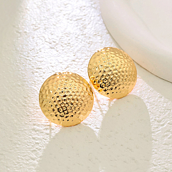 Настоящее золото 18K Полукруглые серьги-гвоздики из кованого сплава, реальный 18 k позолоченный, 24 мм