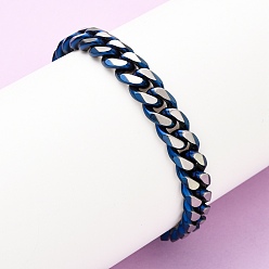 Синий & Цвет Нержавеющей Стали 304 браслеты из нержавеющей стали с кубинскими звеньями для мужчин и женщин, ионное покрытие (ip), матовые, синий и нержавеющая сталь цвет, 8-3/8 дюйм (21.4 см)