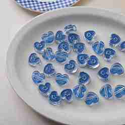 Стально-синий Акриловые эмалевые бусины, сердце с улыбающимся лицом, стальной синий, 18.2x20.6x8 мм, отверстие : 3.5 мм