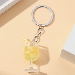 Светло-желтый Светящийся брелок с акриловыми подвесками, с металлом, стоячая чашка, светло-желтый, 10x3 см